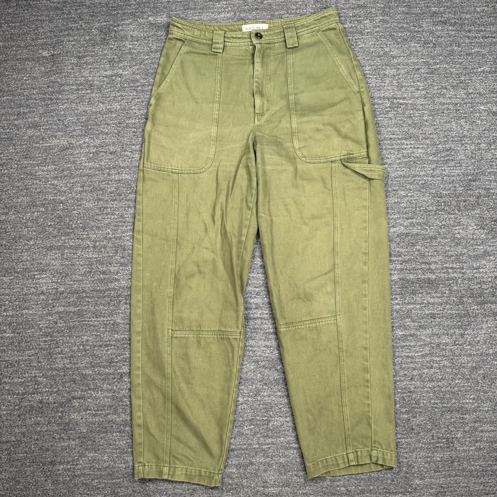 Alex Mill Phoebe Pants Women 29 Green Denim Cotton High Rise Carpenter Casual